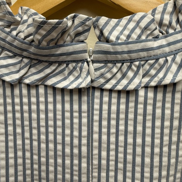 Eliza J Blue and White Striped Sleeveless Seersucker Sheath Dress Size 6 - Picture 7 of 8